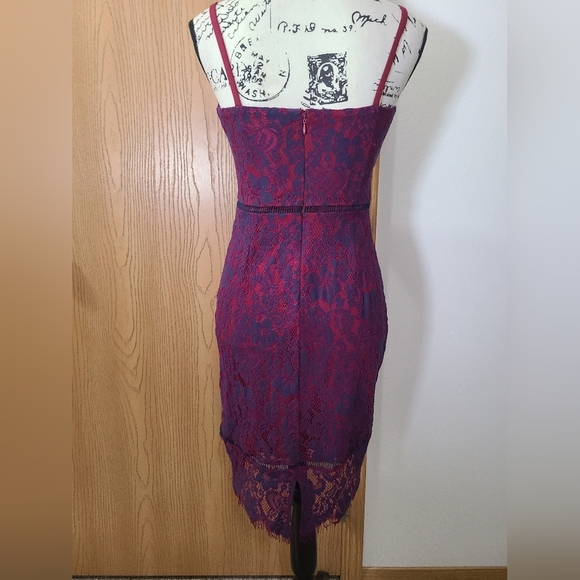 Guess Wine/navy Lace Corset Top Slip bodycon Dress Club Formal Wedding Guest - Picture 3 of 4